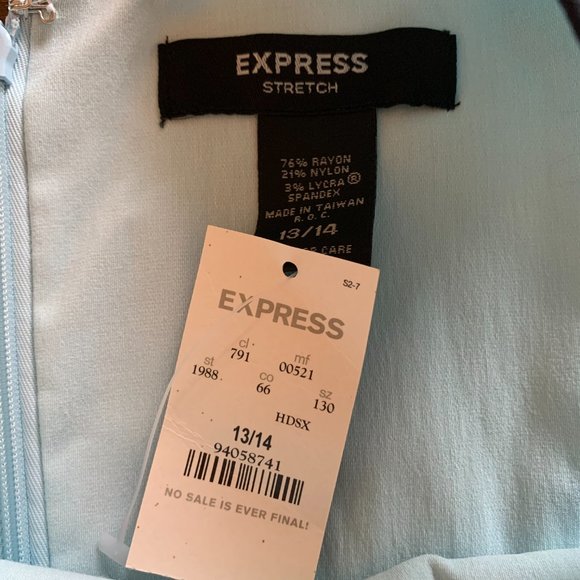 Express womens' light blue sleeveless dress with spandex size 13-14 - Picture 3 of 4